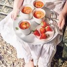 Gaspacho de fraises et tomates au basilic