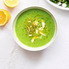 Velouté de petits pois au citron et à l’amande