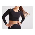 T-shirt crop top manches longues fitness – Domyos