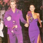 David Victoria Beckham en total look violet pour leur soirée de mariage