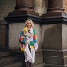 Manteau lainé multicolore