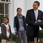 Barack, Malia et Sasha Obama en 2009