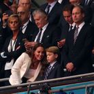 Le prince George, Kate Middleton et le prince William lors de la finale de l'Euro 2021