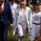 Madonna dans un look fleuri en 1985